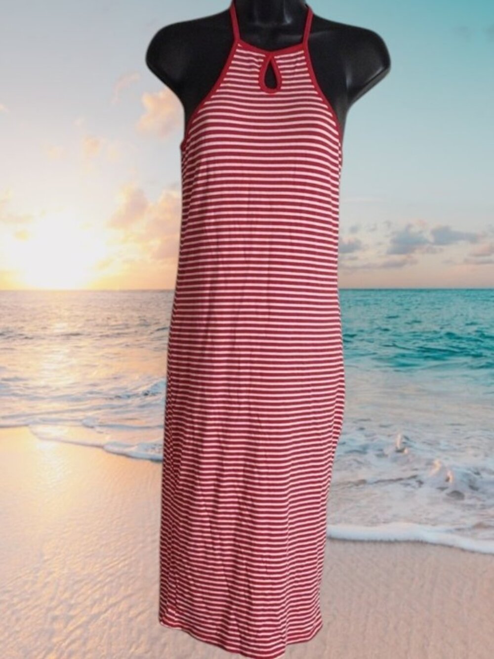 New with Tags Striped Halter Stretchy Midi Dress